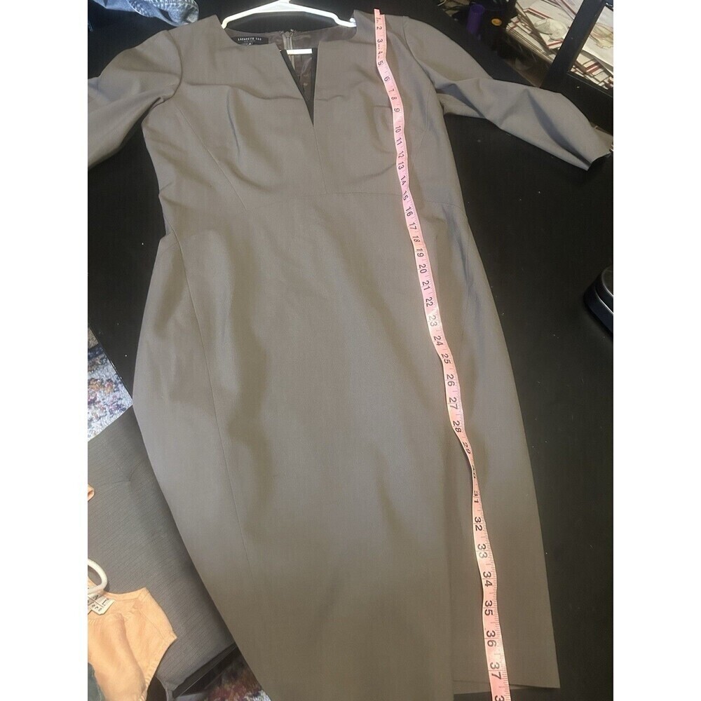 lafayette 148 Women Shift Dress 3/4 Sleeve Wool Blend Size 4 Career Gray Stretch - Picture 6 of 6